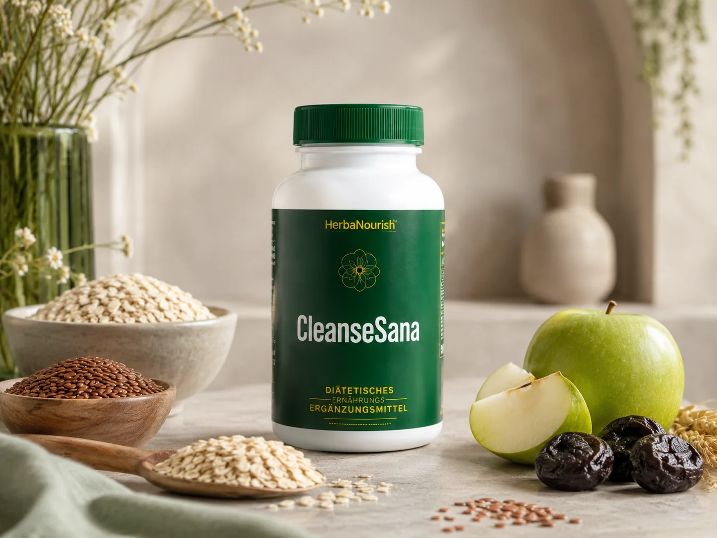 CleanseSana Produktansicht mit natürlichen Zutaten